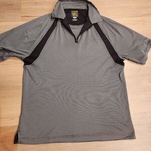 Greg Norman Collection Greg Norman Shark Black and Gray Polo Shirt